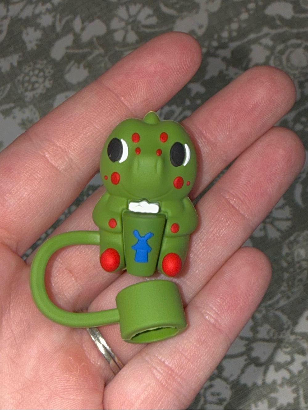 New Dutch Bros Dino Green Straw Topper Charm